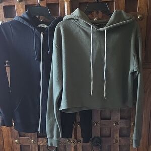 Olive Green Cropped Hoodie